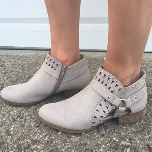 ELLIE Side Cut Out Perforated Ankle Bootie